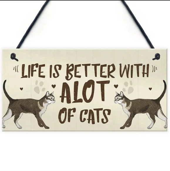 "life is better with a lot of cats" wooden sign, Wall decor picture feline - Picture 2 of 4